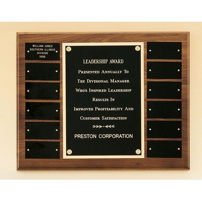 Solid Walnut Horizontal Perpetual Plaque w/ 12 Plates (15"x12")