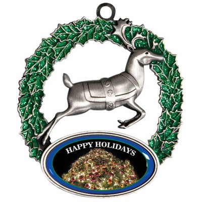 QUIKTURN Full Color Reindeer Wreath 3D Holiday Ornament - 5 Day Production