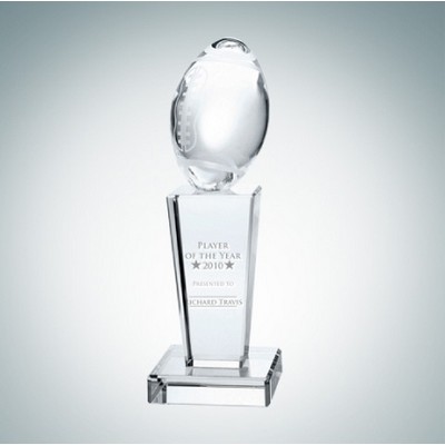 8 3/8" Football on Pedestal Optical Crystal Award