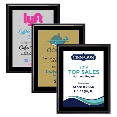 6" x 8" High Gloss Black Finish Plaque w/ Full Color Sublimated Imprint