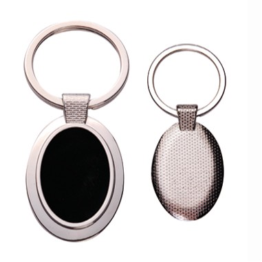 Oval Metal Key Chain w/Dark Reflective Center