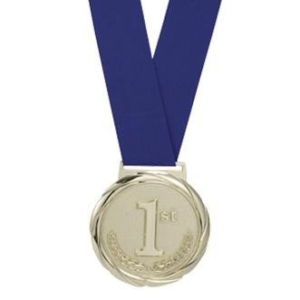 Olympic Style 1st Place Gold Medal - 3-1/4" Dia