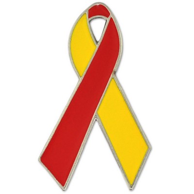 Red and Yellow Awareness Ribbon Lapel Pin