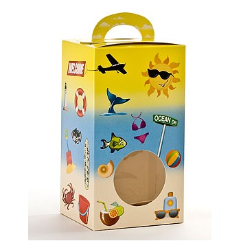 Vertical Beach Designed Candy Tote Box w/Window (3½"x3"x6¼")