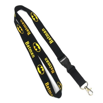 1/2" Wide Black Polyester Lanyard (12 mm)