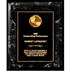 Black Marble finish Plaque with Engraved Metal Panel - 9" x 12"