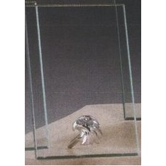 Clear Glass Award w/Silver Eagle & Silver Plastic Plaque Mounts (7"x9.5")