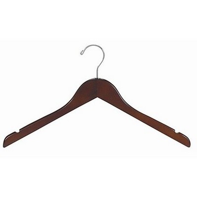 Flat Wooden Walnut & Chrome Dress/Shirt Hanger