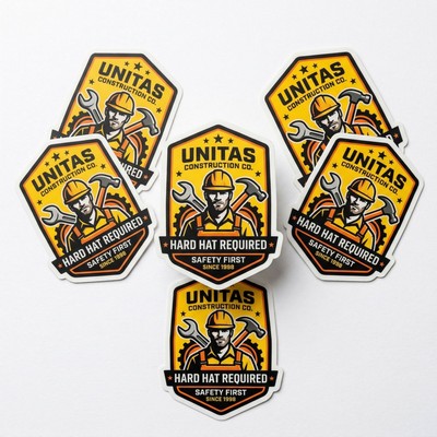 .004 Custom Shape White Matte Vinyl / low tack adh Decals (51 to 75 sq in) Full Color