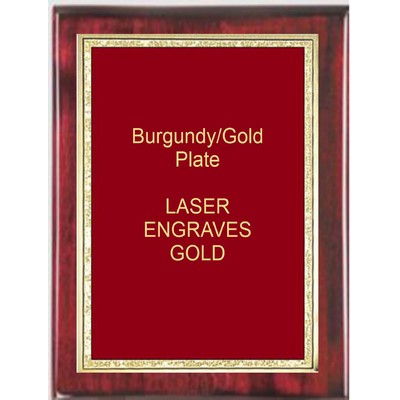 Rosewood 6-1/4" x 8-1/4" Piano Finish Free Standing Plaque - With 5" x 7" Red/Gold Florentine Plate