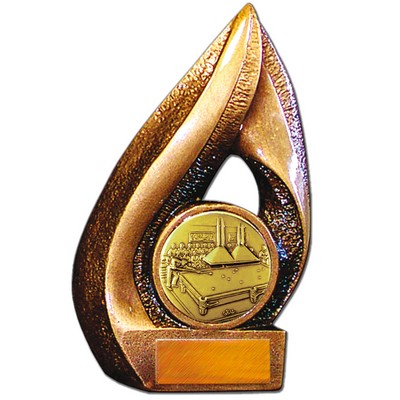 Stock Flame 7" Trophy with 2" Billiard Table, Engraving Plate