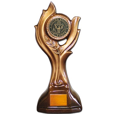 Stock 12" Victory Trophy With 2" US Air Force Coin and Engraving Plate