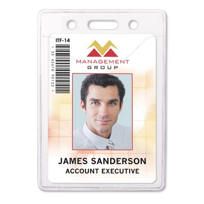 Vertical PureClear Credit-Card-Size PVC-Free Vinyl Badge Holders, 2.38" x 3.38"
