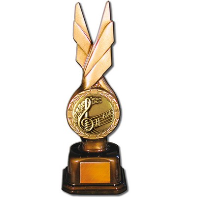 Stock Phoenix 9" Trophy with 2" Music Coin and Engraving Plate