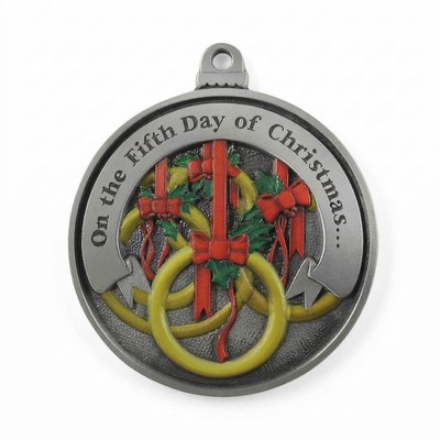 Twelve Days of Christmas 3D Gallery Print Full Size Ornament (Day 5 - Five Gold Rings)