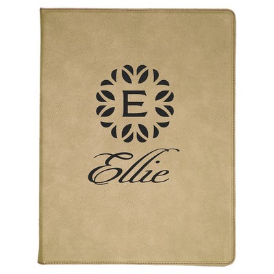 Portfolio with Notepad, Light Brown Faux Leather, 9 1/2" x 12"