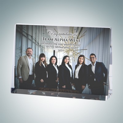 3 1/2" Color Photo Imprinted Horizontal Rectangle Optical Crystal Award Plaque