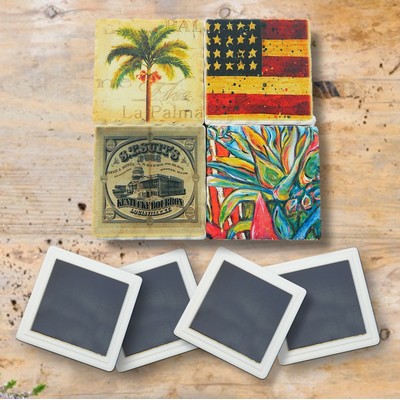 Custom Printed Ceramic Stone Magnet with Chiseled Edge - Full Bleed Print