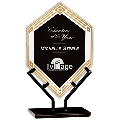 9½" Black Infinity Double Diamond Acrylic Award w/Iron Stand