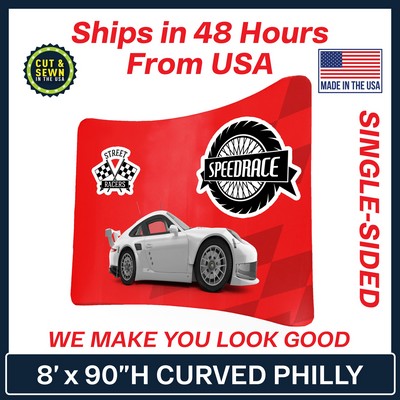 8' x 90" H Curved Single Sided Philly Fabric Display Kit - Made in the USA
