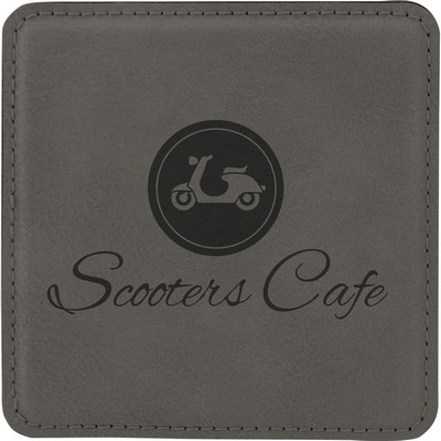 Leatherette Square Coaster (Gray)