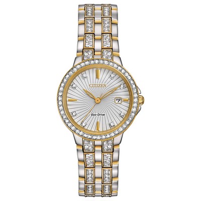 Citizen® Ladies' Silhouette Crystal Eco-Drive Two-Tone Bracelet Watch w/Swarvoski® Crystal Accents