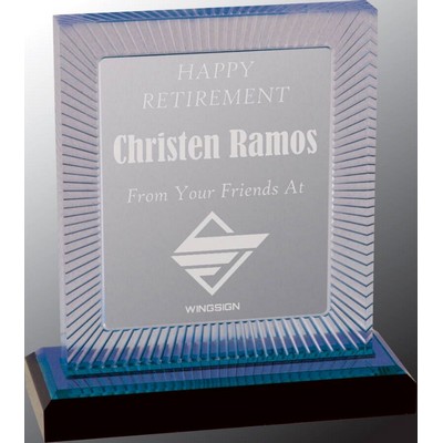 Carved Rectangle Impress Acrylic Award, Blue 6 3/4"H