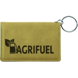 Light Brown Leatherette ID Holder/Keychain (4.25" x 3")