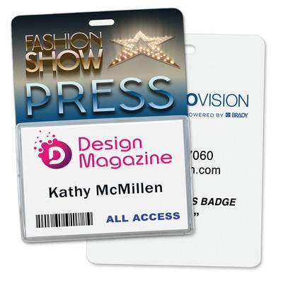 Mega Xpress Permanent Event Name Badges with Pouch, 4.5 x 6", 4-Color Front & Back