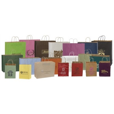 Tinted Natural Kraft Paper Gem Shopping Bag w/Varnish Stripe (5½"x3¼"x8.375")