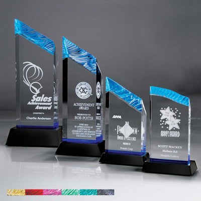 Small Blue Chisel Carve Tower Award on Base