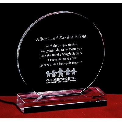 Crystal Round Plaque w/Custom Etching - Medium