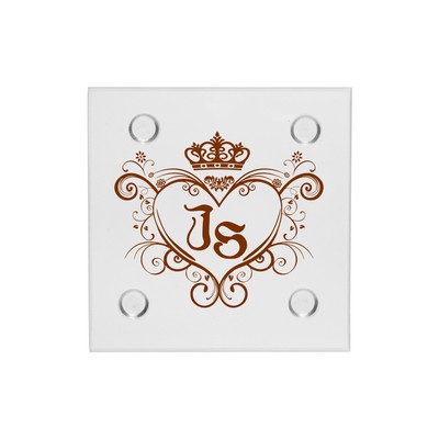 Union Printed - 4" Square Glass Coaster with 1-Color Logo