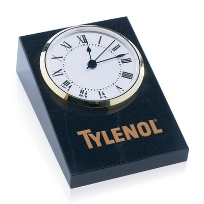 Large Wedge Black Marble Clock