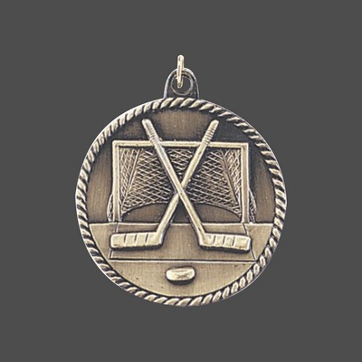 Bronze Hockey High Relief Medal (2")