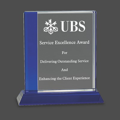 Blue Edge Crystal Award on Blue Base (6½"x7")
