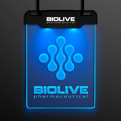 Blue Space Glow Light Badge Necklace - PRINTED