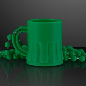 1 oz. Green Mug Shot Glass on Bead Necklace (NON-Light Up) - BLANK