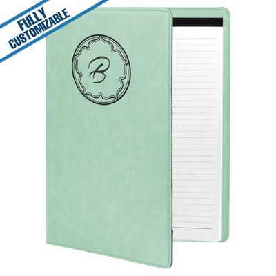 Teal Leatherette - 7X9" Portfolio Folder With Notepad