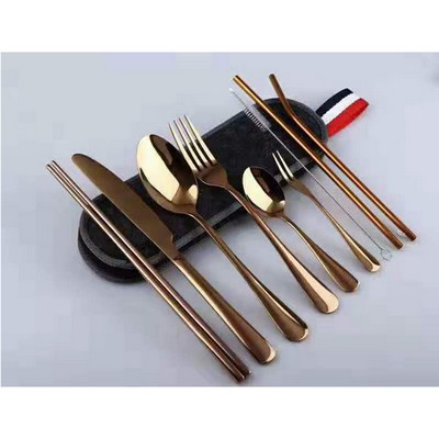 Rose Gold 9-Piece Stainless Steel Flatware Set