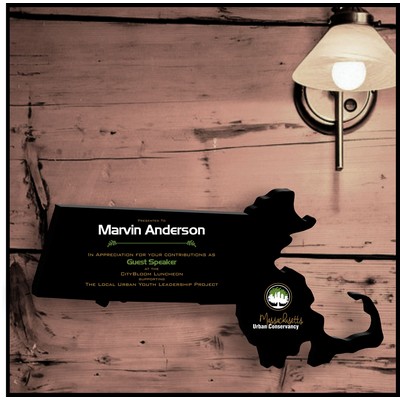18" Massachusetts Black Acrylic Plaque