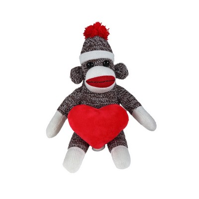 soft plush Original Sock Monkey with heart