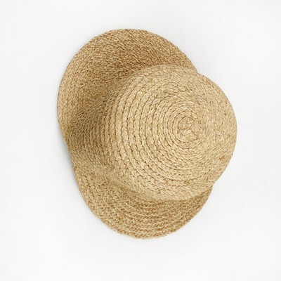 RAFFIA Straw Baseball Cap With Two Side Visors