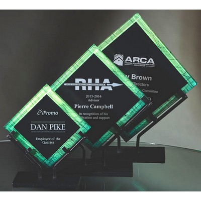 Acrylic Emerald and Black Diamond in Wrought Iron Base