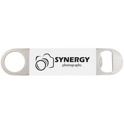 White/Black Bottle Opener with Silicone Grip (1 1/2" x 7")