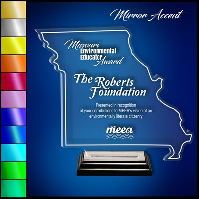 12" Missouri Clear Acrylic Award with Mirror Accent