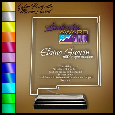 7" New Mexico Clear Acrylic Award with Color Print and Mirror Accent