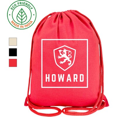 Sports 7 oz Canvas Drawstring Bag | Travel Gym Hiking Event Cinch Red (14x17)