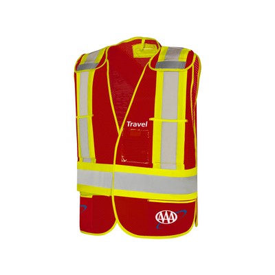 Red Universal Five Point Tear-Away Mesh Traffic Vest
