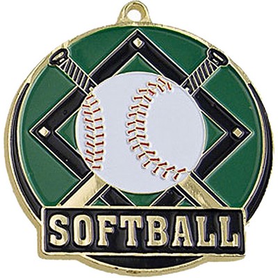 Stock Gold Enamel Sports Medals - Softball